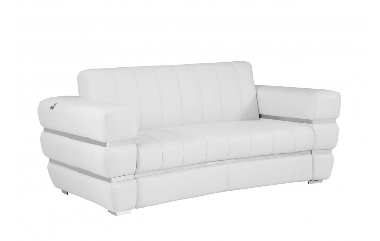 White Italian Leather Loveseat