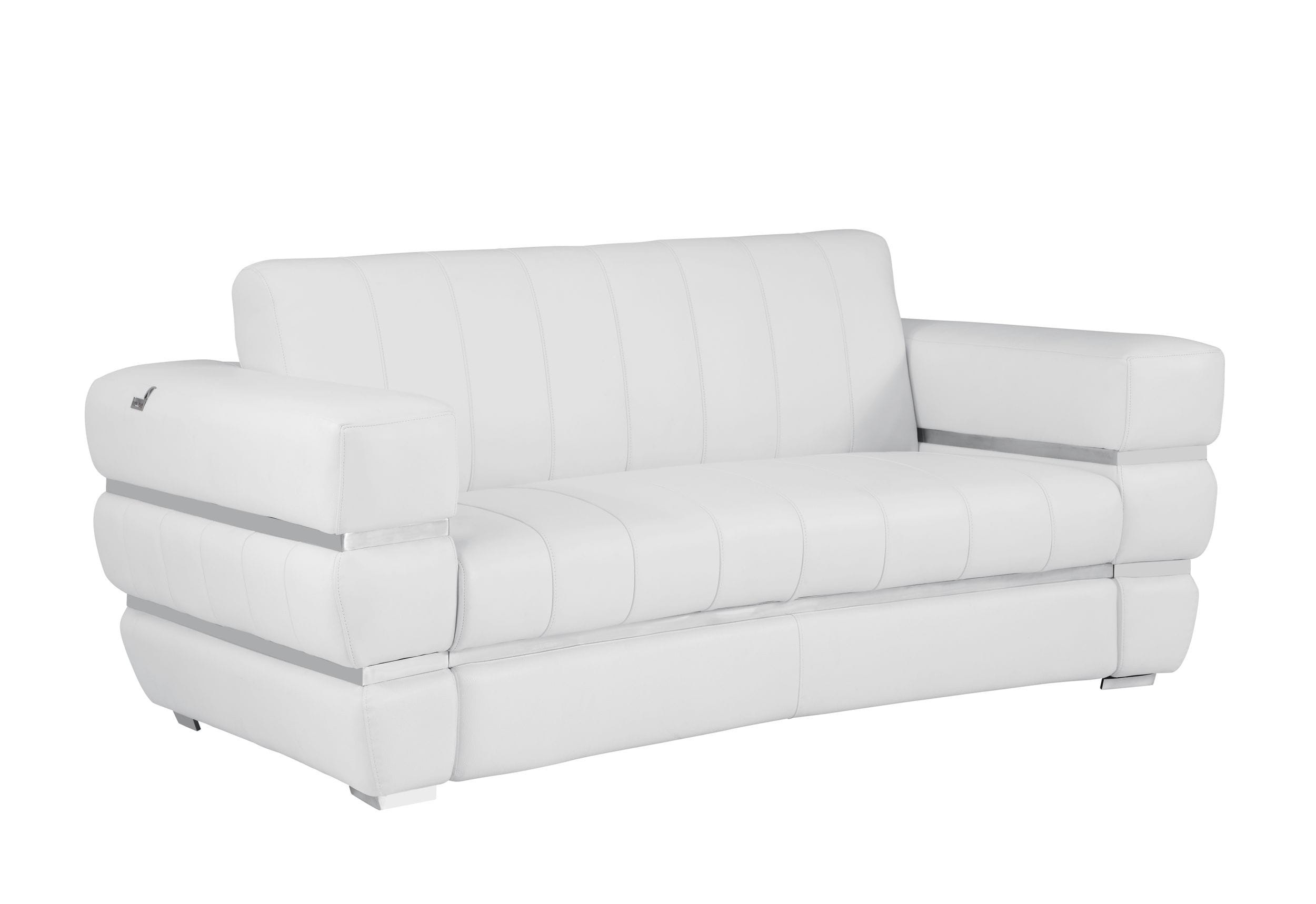 904 – White Italian Leather Loveseat