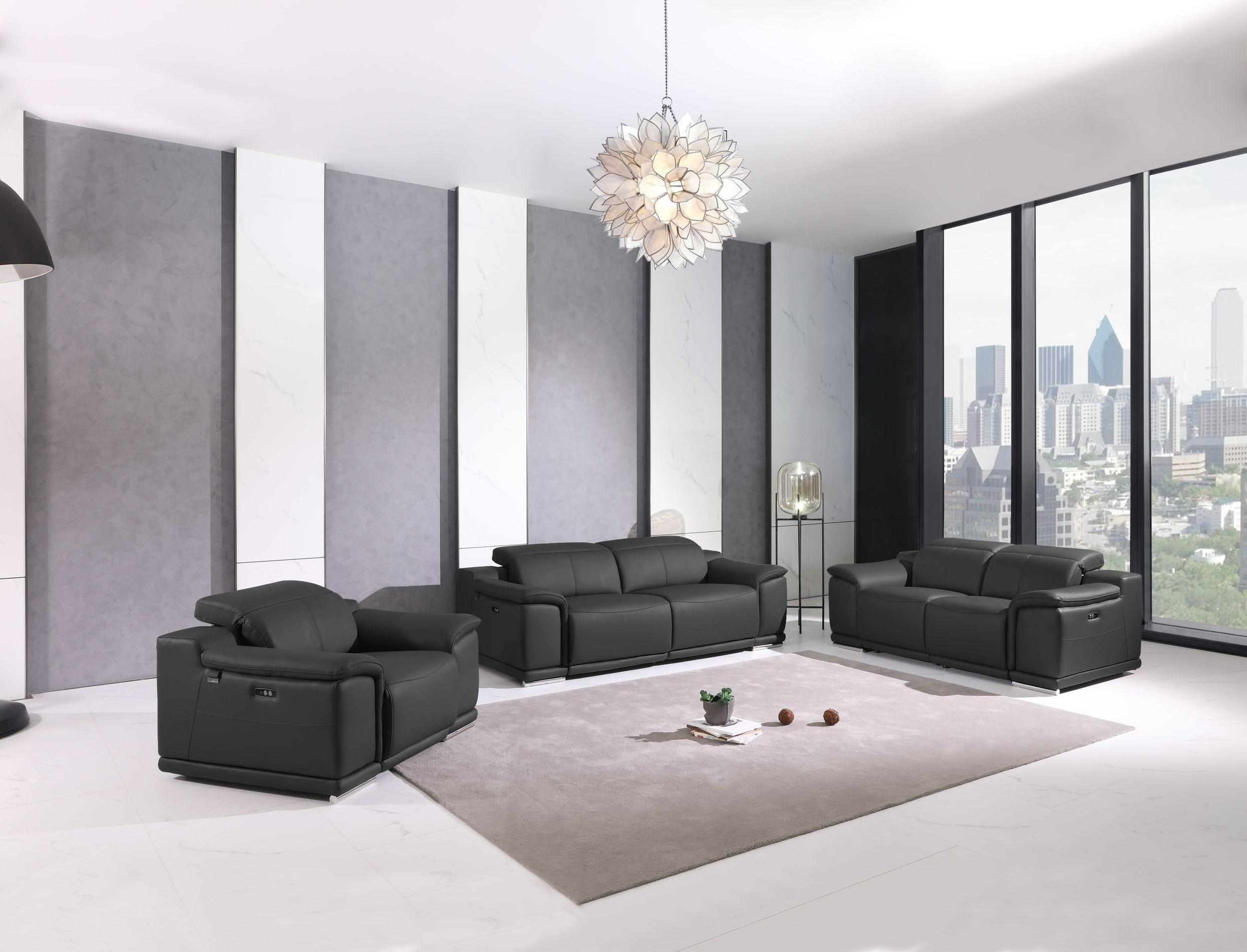 9762- Divianitalia Dark Gray Power Reclining Sofa Set